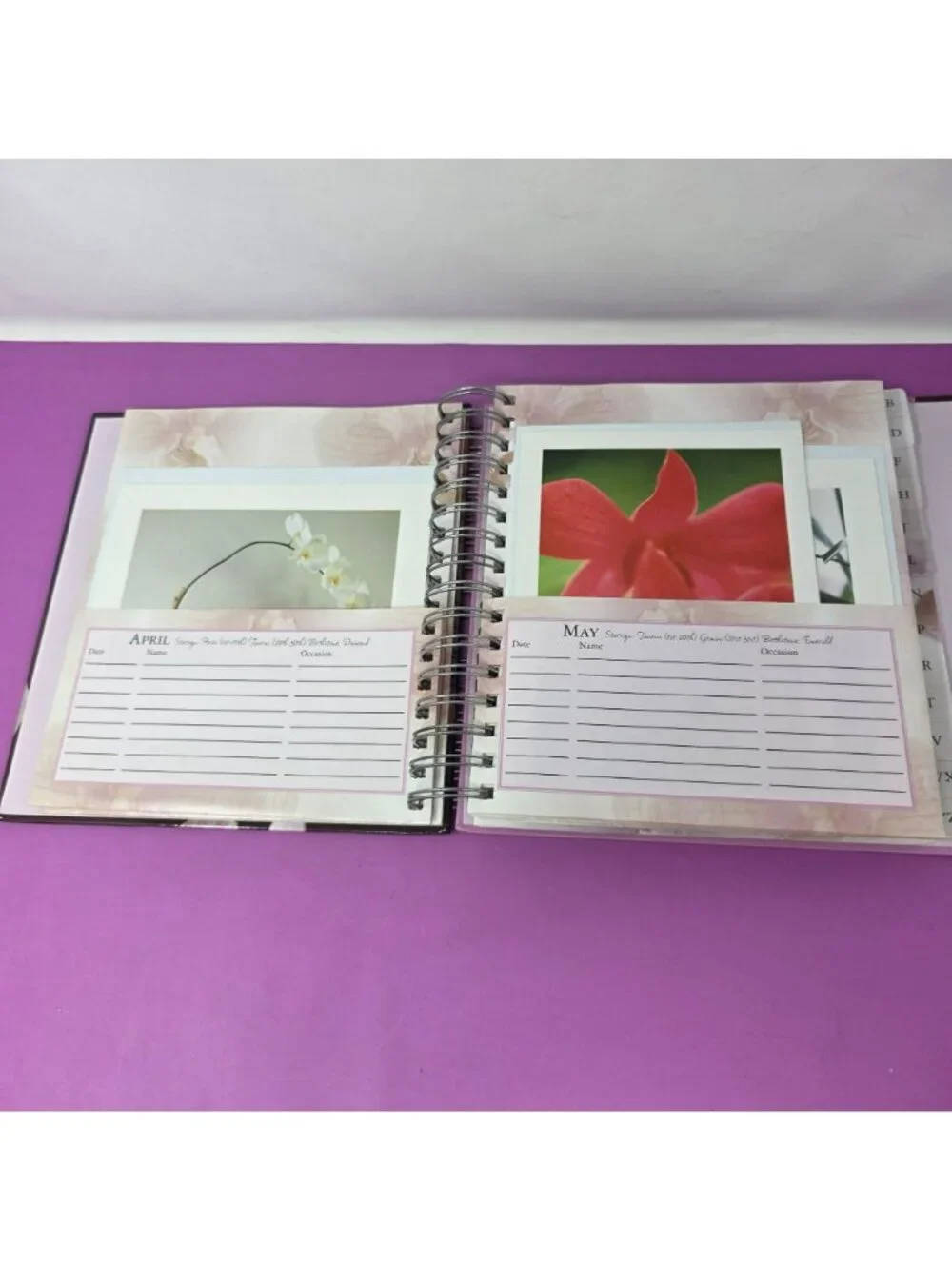 Orchids Greeting Card Book Spiral Organizer w/19 Cards & Envelopes BizzyBee 2005